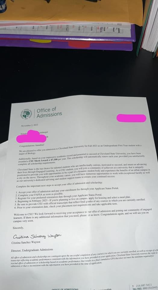Blessed to have earned admission to another amazing school and to be have been awarded the Cleveland State University Merit Award! Dub after dub! Go Vikings!