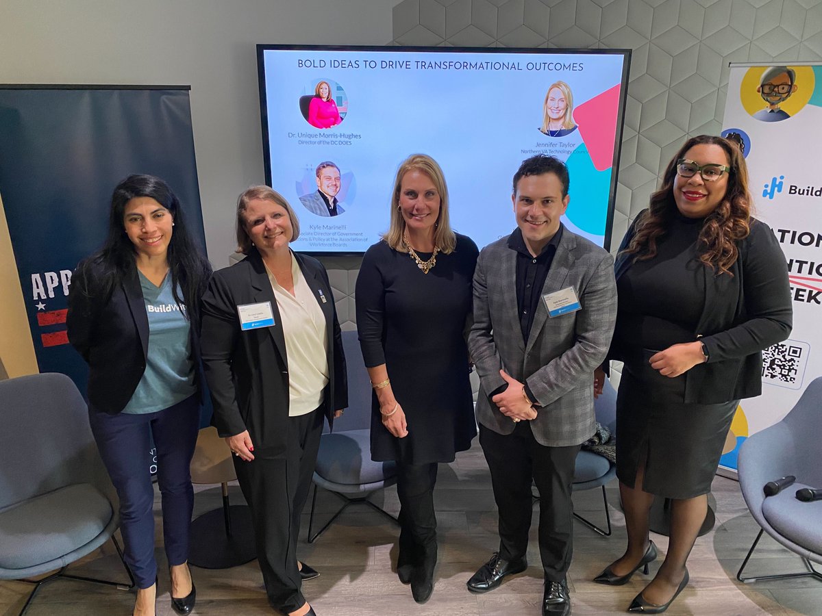 JoinBuildwithin's tweet photo. Thank you to our “Bold ideas to drive transformational outcomes” panelists @DrUniqueMH @kyle_marinelli @JenniferTaylorM Dean Liesl Riddle @ximenahartsock for a great first session!
#NAW2022 #WeBuild2022 #WeBuildFutureOfWorkSummit
@ApprenticesTech https://t.co/ThBso9KhqG