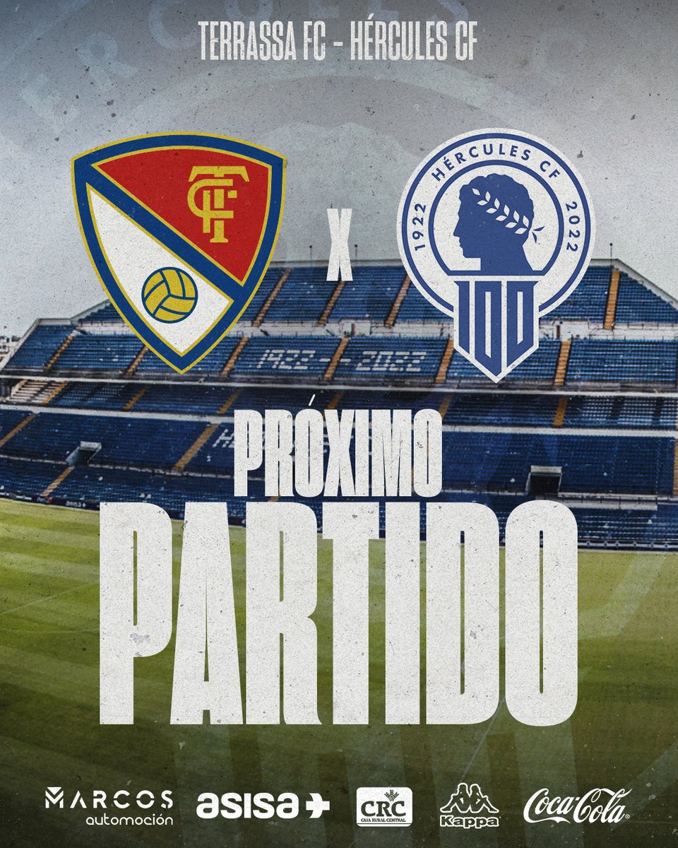 cfhercules's tweet photo. ⚽ ¡𝗣𝗿𝗼́𝘅𝗶𝗺𝗼 𝗽𝗮𝗿𝘁𝗶𝗱𝗼! ⚽
🆚 @terrassafc
🗓 20.11.2022
⏰ 17:00
🏟 Municipal de Ca n'Anglada
📻 #RadioHCF https://t.co/fCQ1hLwuFD
📺 https://t.co/8QU7VzCtvM
#TerrassaHércules
💙 #MachoHércules 🤍 https://t.co/BkDpTqIbBo