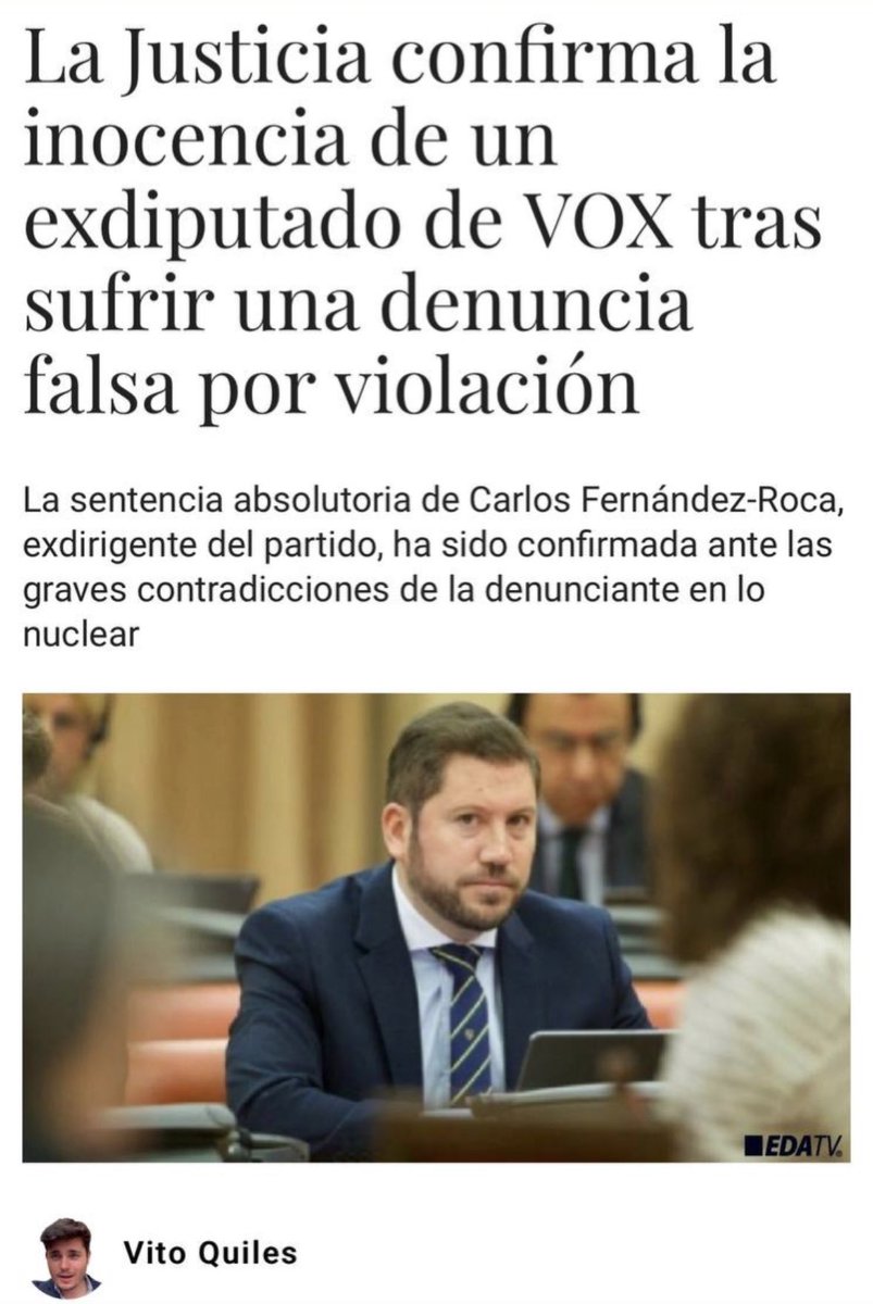 LorenzoCaballer's tweet photo. 🔴 ÚLTIMA HORA | La Justicia confirma que el ex diputado de VOX acusado de violación es inocente y sufrió una denuncia falsa.

Vito: “Carlos se merece que lo difundamos” 👌🏼 @vox_es 🇪🇸💪🏼💪🏼 https://t.co/cYJpbxG1jv