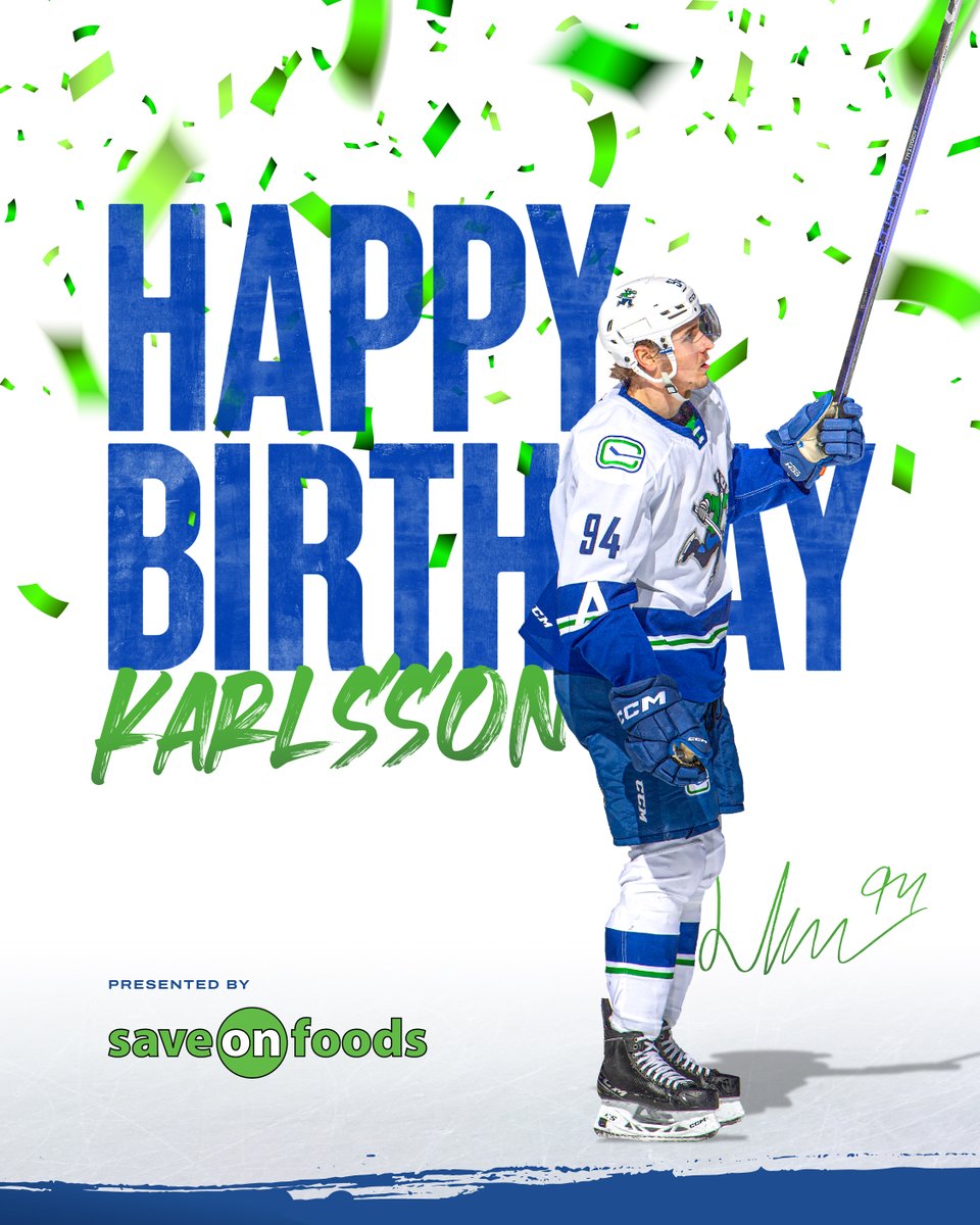 Grattis på födelsedagen Linus 🎉

Happy birthday to Abbotsford's favourite Swede, Linus Karlsson🎂

#AbbyCanucks | <a href="/saveonfoods/">Save-On-Foods</a>