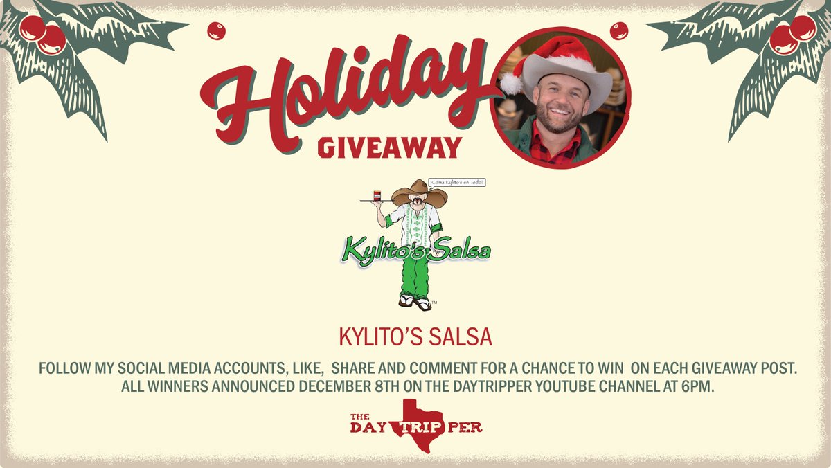 ChetTripper's tweet photo. It’s day two of my Holiday Giveaway and what is the next gift? A @KylitosSalsa Variety Gift Pack. All you have to do to enter is retweet or like the tweets you want a chance to win. Winners announced on my YouTube on Dec 8th at 6pm. https://t.co/1XiLSAvbWh
