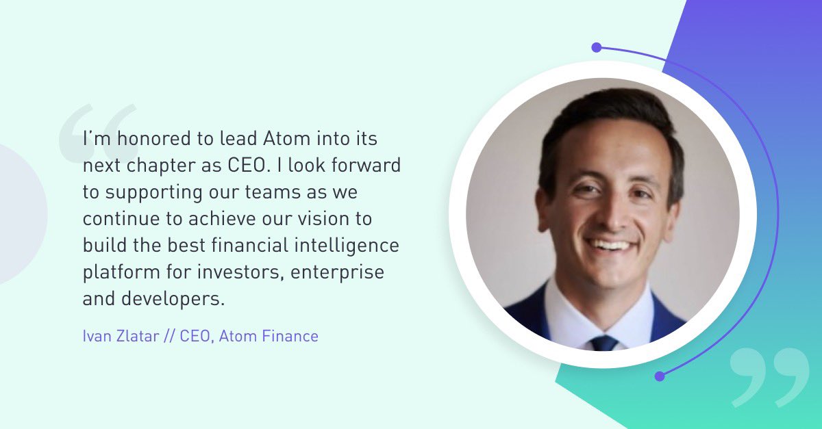 As we enter our next phase of growth at Atom Finance to empower investors, we’re excited to share that Ivan Zlatar @ivanzlatar has been elected to serve as our next CEO. Our founder, Eric Shoykhet, will continue serving in a strategic role as a member of Atom’s board of directors