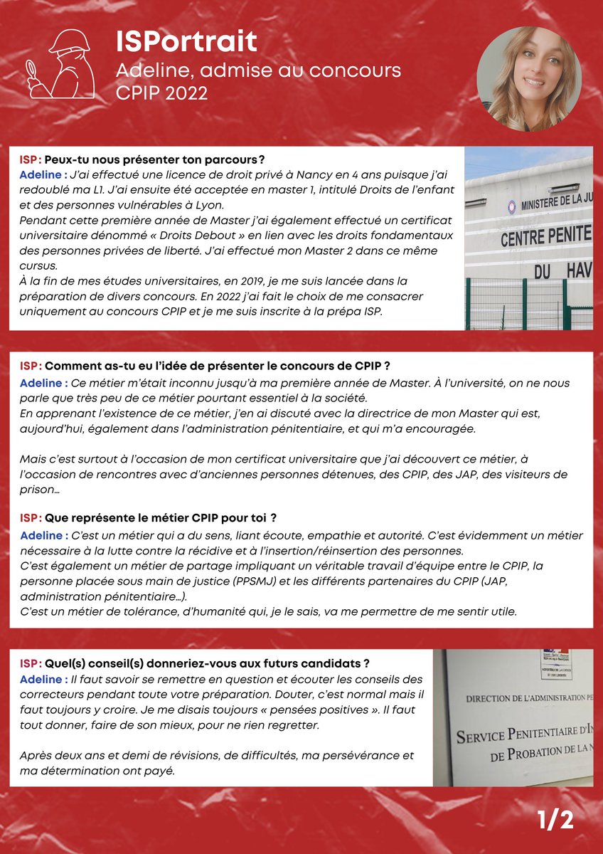 PrepaIsp's tweet photo. #ISPortrait 👨‍🎓- Bravo à Adeline pour sa réussite au concours CPIP 2022 et merci pour son témoignage !

Info CPIP 👉 https://t.co/PTUJweCHom

➖
#concours #CPIP #pénitentiaire #réussite #témoignage #interview #ISP #prepaisp #teamisp #teamCPIP https://t.co/Qu7Rco5V7T
