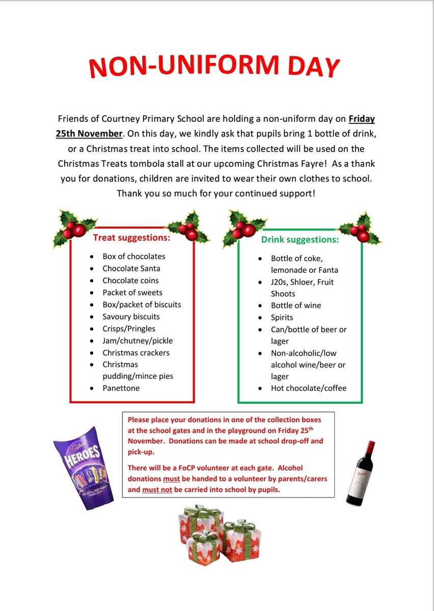 CourtneyFocp's tweet photo. Non-uniform day on Friday 25th November. Please see below poster with more details https://t.co/M5EcFfc7Gh