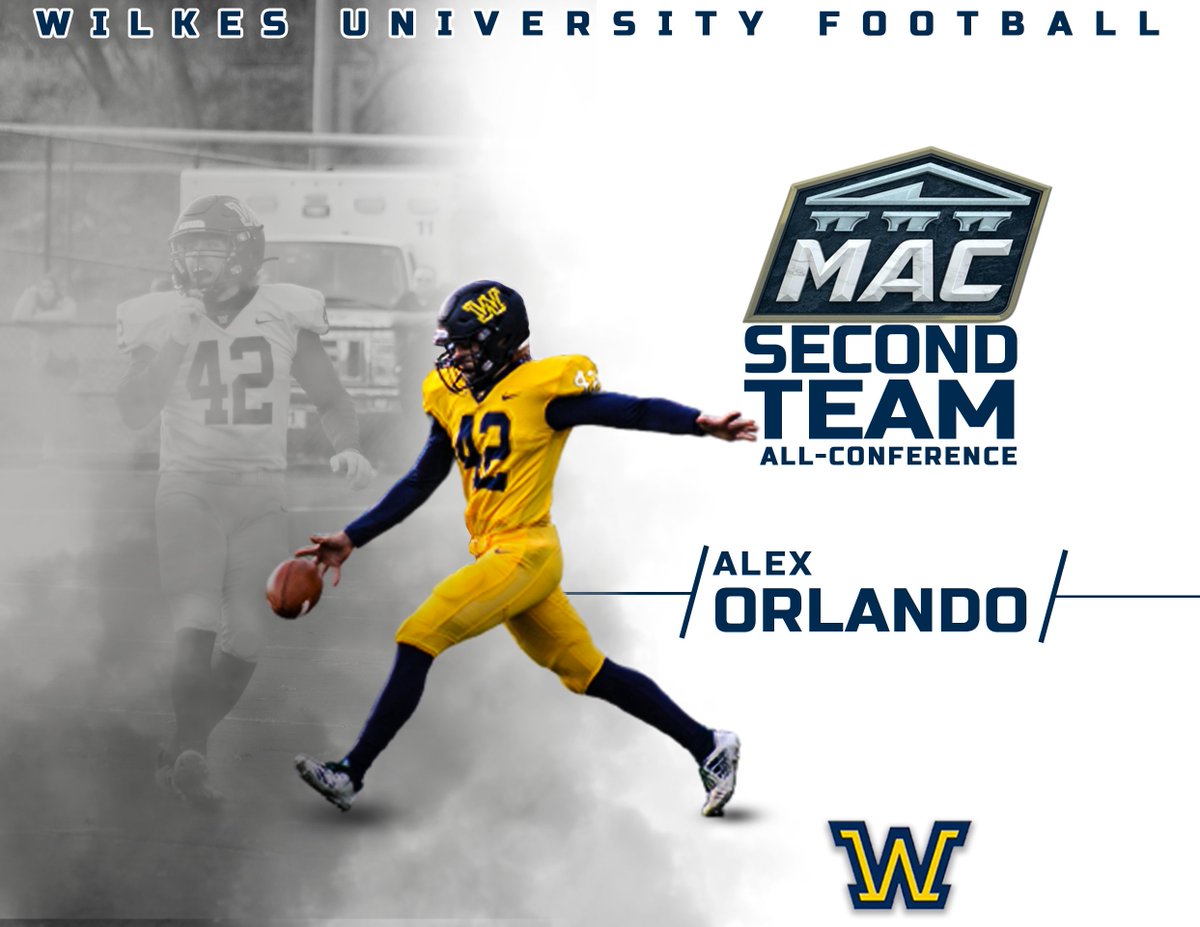 Honored to be represented by Alex Orlando.

Congratulations on the well deserved honor of being named to the 2022 All-Conference football team.

🔗: bit.ly/3GjE7r8

#BeTheChange #WilkesFootball