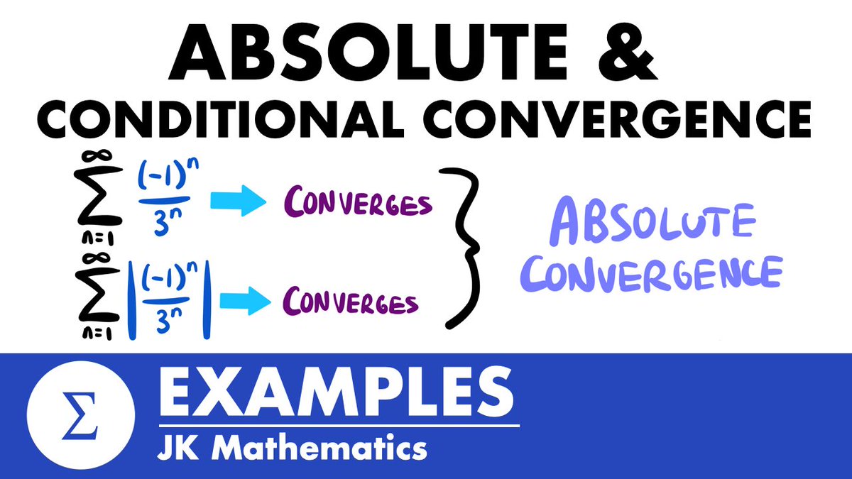 jk_mathematics's tweet photo. Practice determining if a series is absolutely or conditionally convergent with the examples in my new video for Calculus 2 now available on Youtube!

Link: https://t.co/3FAAnWDWwv

#math #calculus #series #youtube #apcalc #jkmath https://t.co/qdTDQJu0u9
