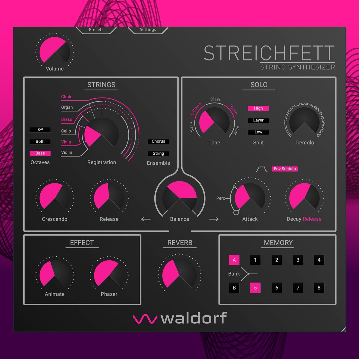 WaldorfGmbH's tweet photo. The sound engine of the legendary Waldorf Streichfett hardware is now available as a plug-in for your DAW, fat sound for a very affordable price supporting all common formats (VST3, VST2, AU, AAX)

Available for only 33 € for a strictly limited time

https://t.co/EvGJLyi4aC https://t.co/ZCqF9Aq2GD