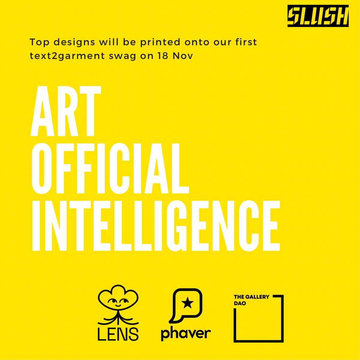 thegallerydao's tweet photo. 📣We’re excited to collaborate with local hero @Phaver and game changer @LensProtocol during Slush for text2image2garment 😎 https://t.co/u8AUHYZogn