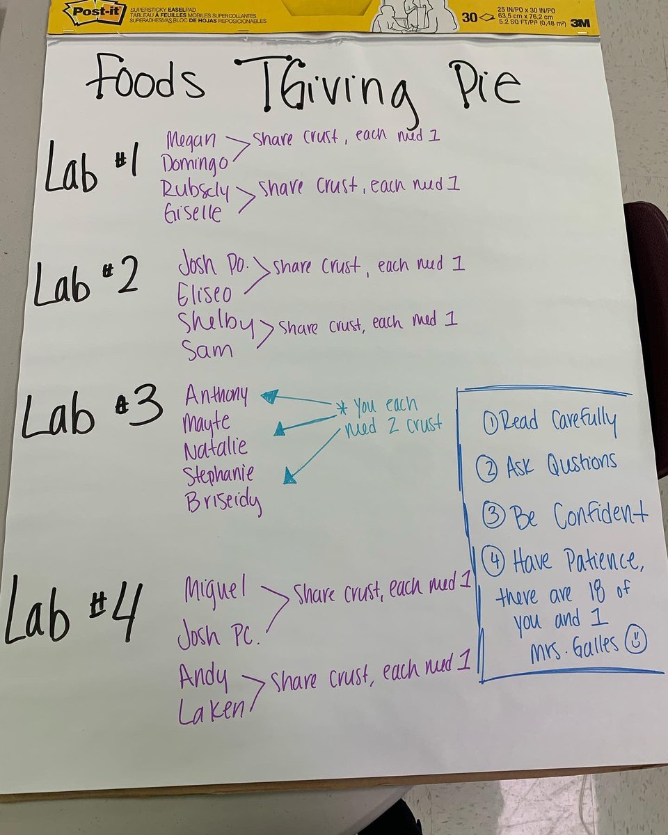 mrsgallesfcs's tweet photo. 11 years of this and I’ve learned a few tricks.
How does one plan for 27 pies in 2 days? Like the Type A boss I am 😉
27 of you. 1 of me. Be kind the next few days.
#thanksgivingpies #favoritelabday #bringmecoffee #sayyestofcs #fcstn #familyconsumerscience https://t.co/6hnFZGdutZ