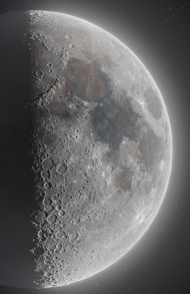 This is one of my most detailed photos of the moon ever. You can see the big craters, of course, but they’re 50-100 miles wide. When you zoom in you can see mile-wide craters and mountains. Zoom in where the light meets the shadow and see what I mean.