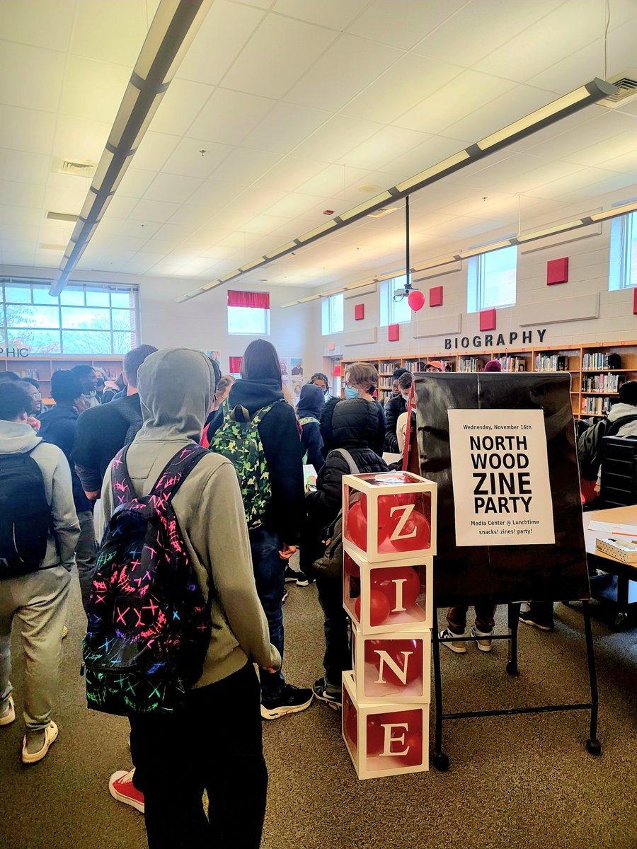 NHS_MediaCenter's tweet photo. Northwood Zine Party @ Lunch! If you missed it, pick up a Zine in the library! @NorthwoodMrFox @NorthwoodPrin @NorthwoodAP @MsSimpson3490 @saah_mrs https://t.co/DWr6qS42tG