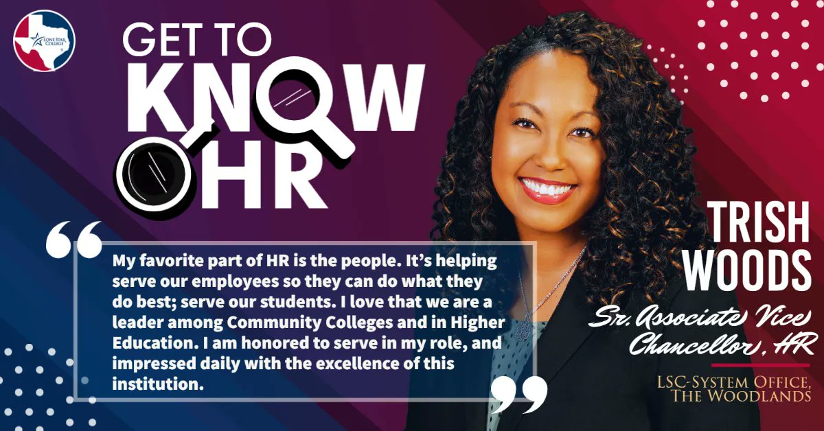 LscOhr's tweet photo. Meet Trish Woods! @lonestarcollege Employees, we hope you will find this series informative, fun, and helpful in getting to know the people behind the services we offer. @trishwoods, thank you, for kicking us off! 
#humanresources #highereducation #GetToKnowUs https://t.co/jYnUBp6zb2