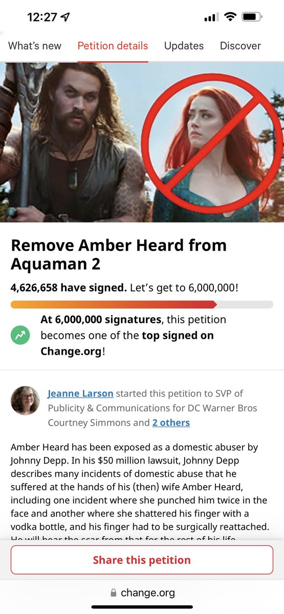 LauraBockov's tweet photo. @NBCNews 130 versus nearly 5 MILLION who oppose Amber Heard and support #JusticeForJohnnyDepp.

7 jurors unanimously found her libel on all counts, with actual malice.  

They found she knowingly lied when she referred to her DV allegations “two years ago” against Depp! https://t.co/IlaGMLh1wE