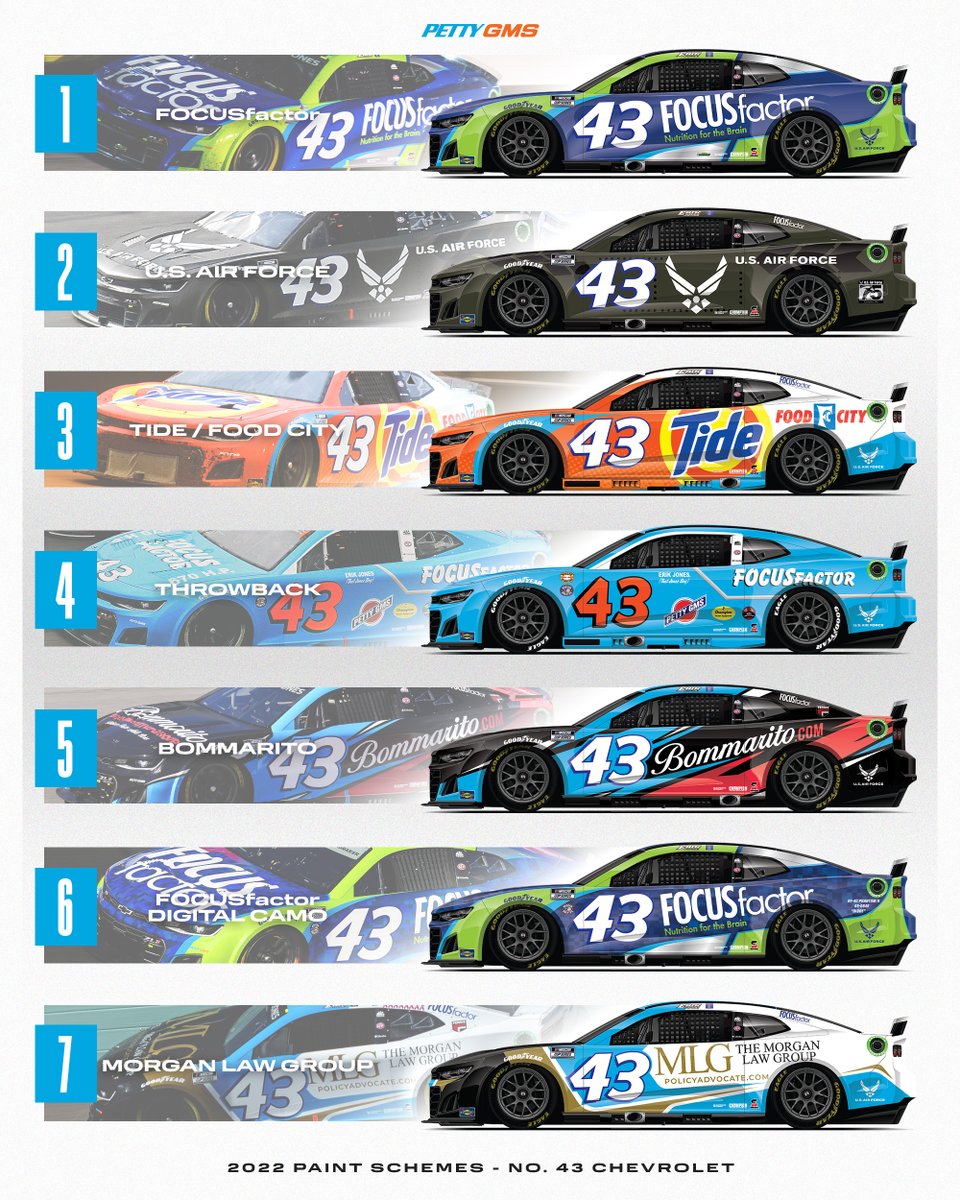 Tell us your favorite <a href="/Erik_Jones/">Erik Jones</a> paint scheme of 2022, Petty GMS fans! 💬