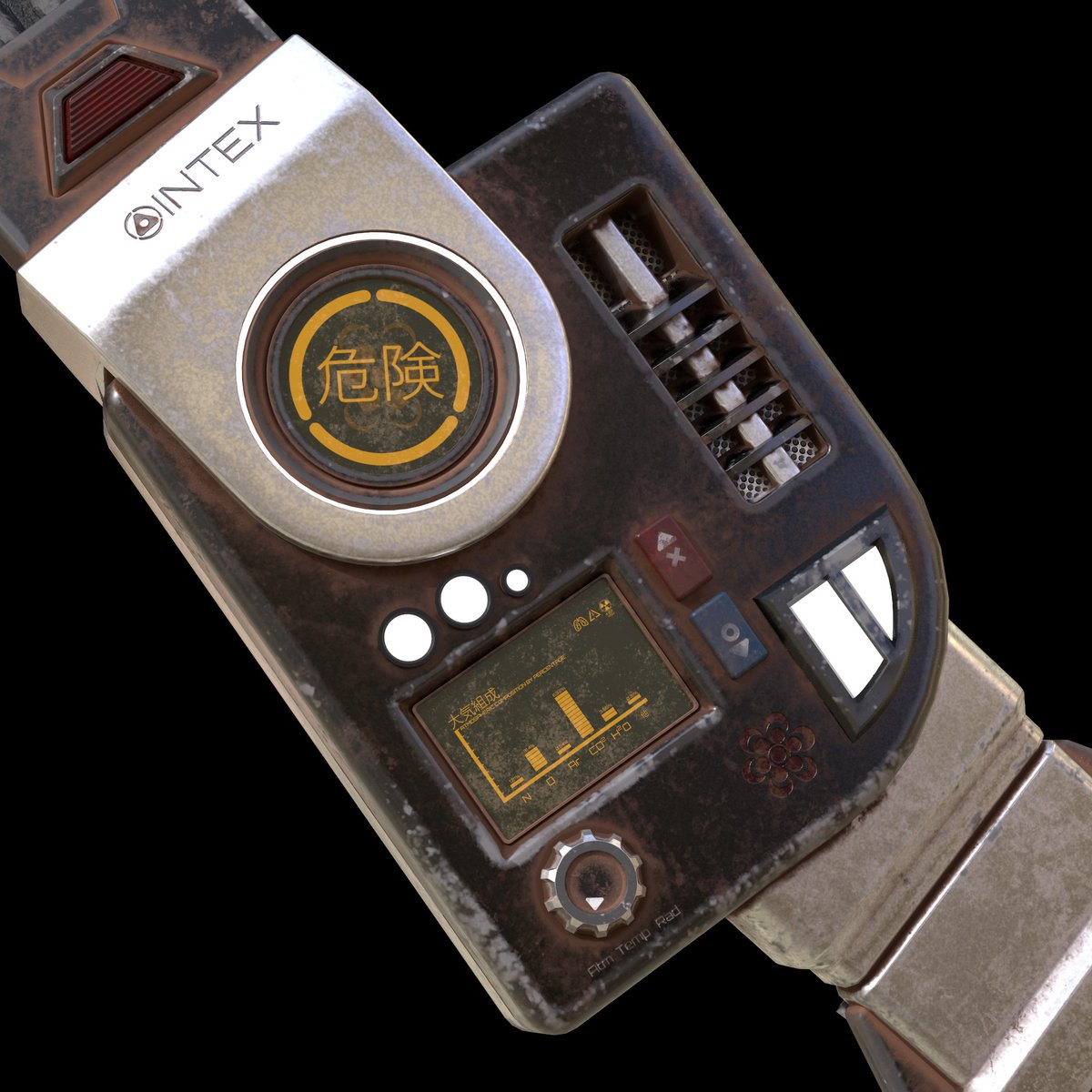 pixel_adrift's tweet photo. A couple more of the items for the @spaceplusnft!
This is a spectrometer/geigercounter/thermometer, for assessing atmospheric risks on new worlds~
#3Dart #3DCG #Substance3D #SubstancePainter #Maya #NFTs #spaceplusnft #web3 https://t.co/pwz9Xq07Jn