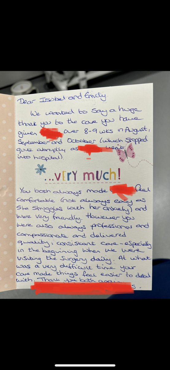 Emily_Knox's tweet photo. On the flip side of my last tweet, look at this lovely card me and my colleague Isabel received recently🥰💜 @PCWT_hub @SDMCprimarycare #nursing #GPN #practicenurse https://t.co/BOw4URuinc