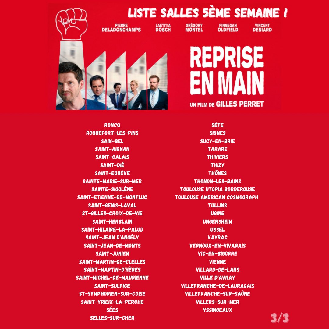 RepEnMain's tweet photo. 🔥83 000 spectateurs !
Soit 10 000 de plus cette semaine et ça continue dans 208 cinémas !
De nouvelles villes et de nouveaux villages près de chez vous pour aller voir REPRISE EN MAIN ! Merci 🤗 https://t.co/HhXD1Z4A8y