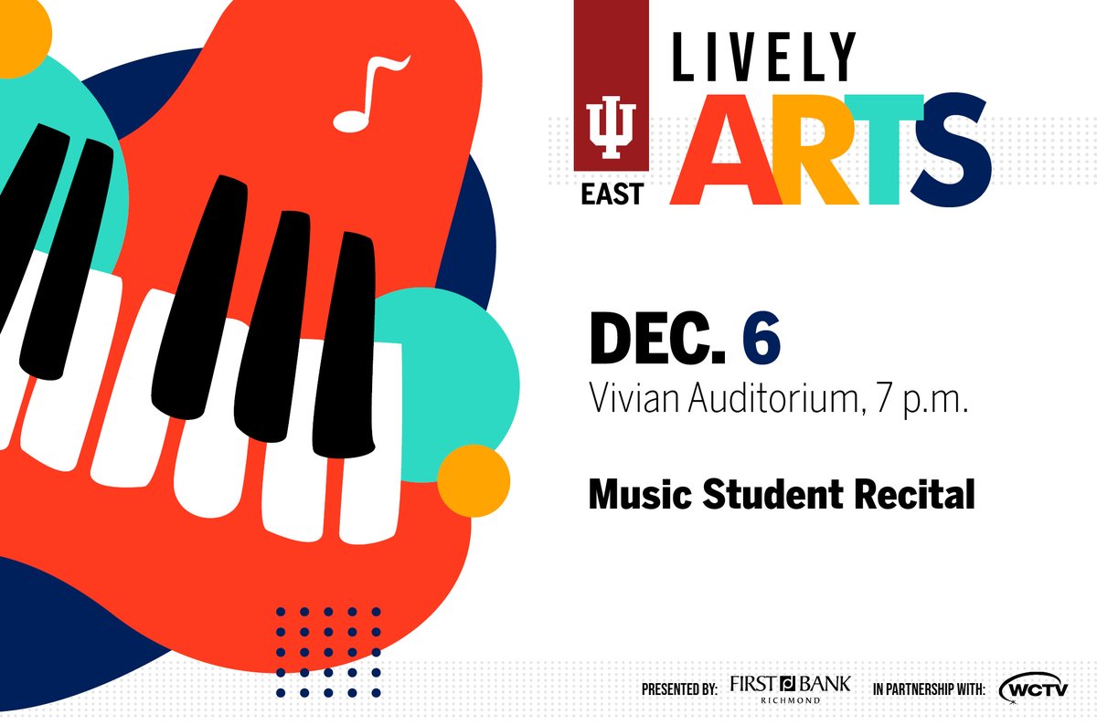 HSS_IUEast's tweet image. It's time for final exams, so take a break from all that studying and test-taking to check out the Music Student Recital! Support your fellow students while enjoying some free 🎶music🎶 at @iueast Vivian Auditorium on December 6 at 7:00 p.m. #iu #iue #iueast #livelyarts #music