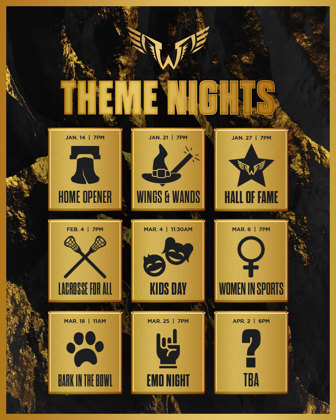Philadelphia Wings on Twitter "The 20222023 Theme Night Schedule has