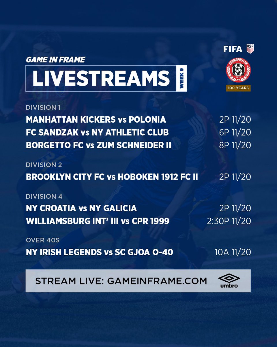 League action is back after the cup weekend! Here’s the gameinframe.com livestream lineup presented by @umbrousa
