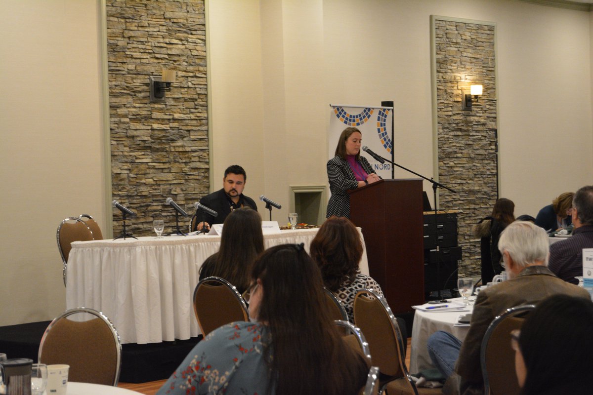 NorthernPolicy's tweet photo. In our second panel of the day, Wendy Landry, Andrew Judge, Ph.D., Jason Baptise, and Kevin Eshkawkogan discuss best practices for reconciliation in rural and Northern regions #NorthernDirections #NorthernReconciliation https://t.co/dpW8L7EFGS
