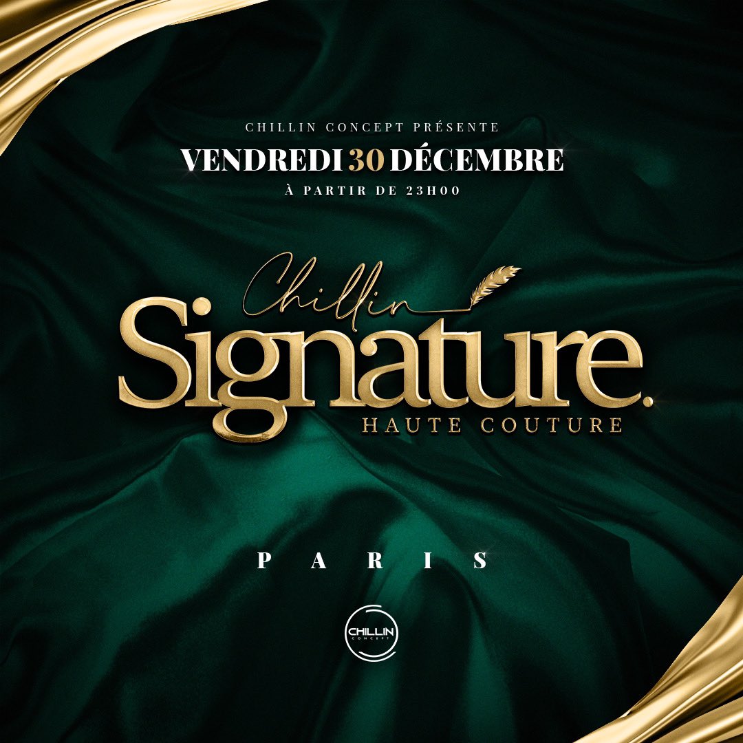 Parisiens, Parisiennes,

Ce dernier Vendredi de l’année doit être marqué, et il le sera par cette soirée 🤩 !

La CHILLIN SIGNATURE sera le thème de cette fin d’année. La crème des djs Gudeloupéens seront présents pour cette nuit exceptionnelle.✨
 
🎫 my.bizouk.com/chillin-signat…