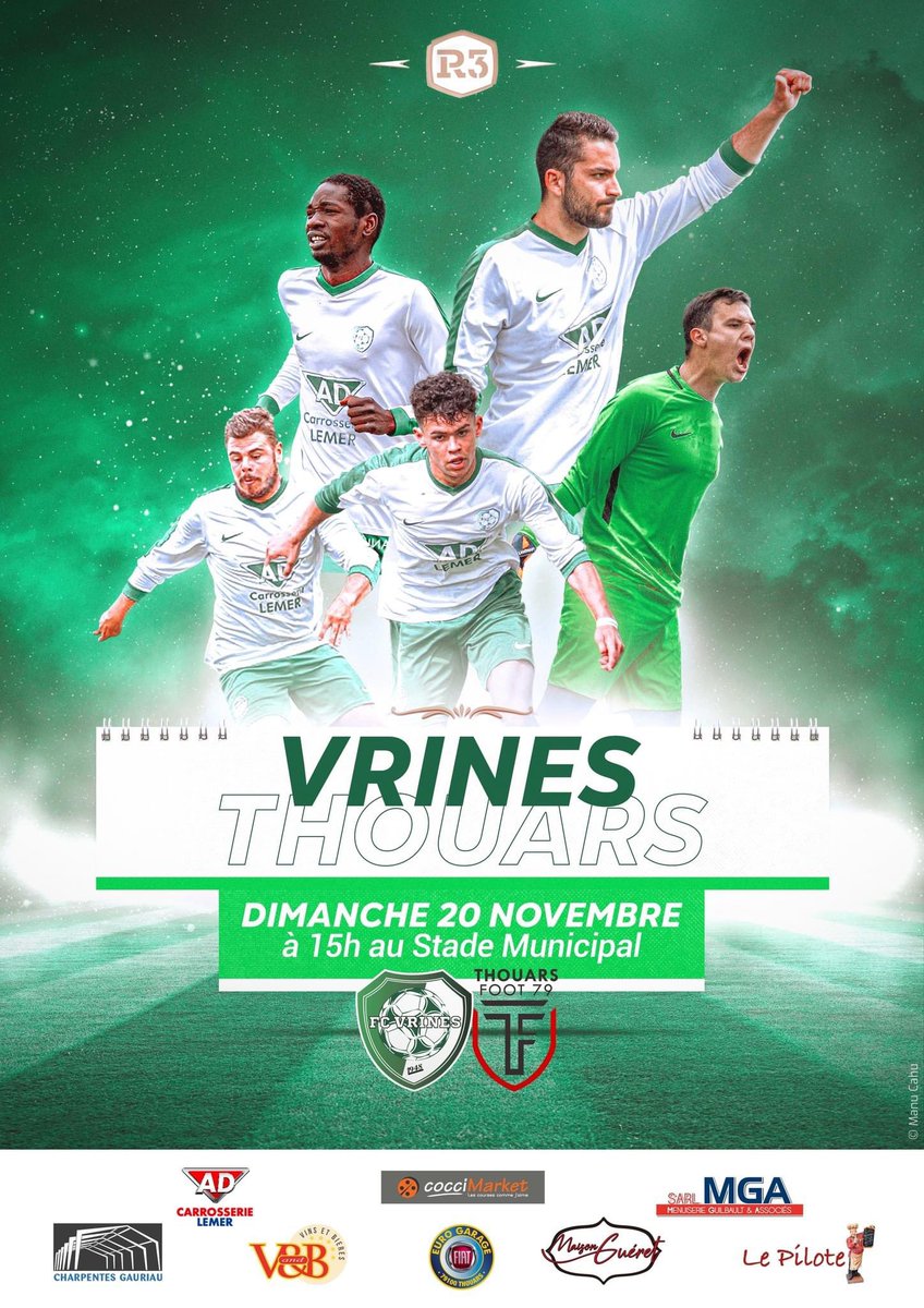 FCVRINES's tweet photo. 🔜 8ème Journée de Championnat de R3 ! L’heure du DERBY 🗣️🔥

📅 Dimanche 20 Novembre 2022
🏟 Vrines
⌚️ 15h00

       Fc Vrines  🆚 @thouarsfoot79

Venez nombreux nombreuses encourager les Vert et Blanc 📣🟢⚪️ https://t.co/QAcC3r31iX