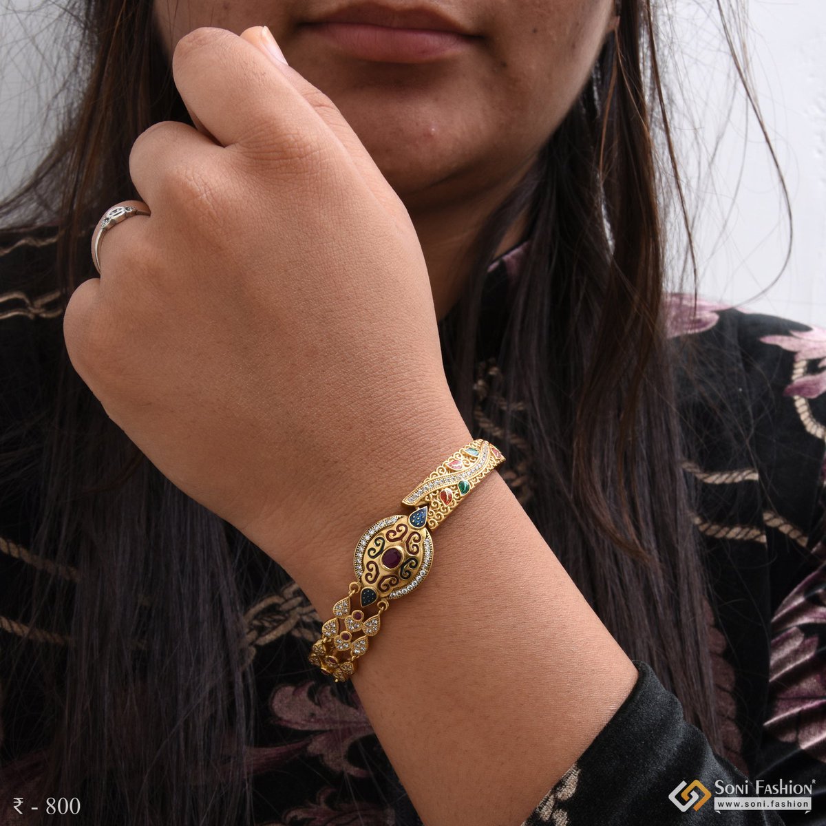 Sleek sellouts! 🤓. Order Stunning Design with Diamond Gold Plated Bracelet for Women & Girls - Style LBRA055 at ₹800.00 from bit.ly/3DdVPJ3 #jewelleryoftheday #braceletstyle