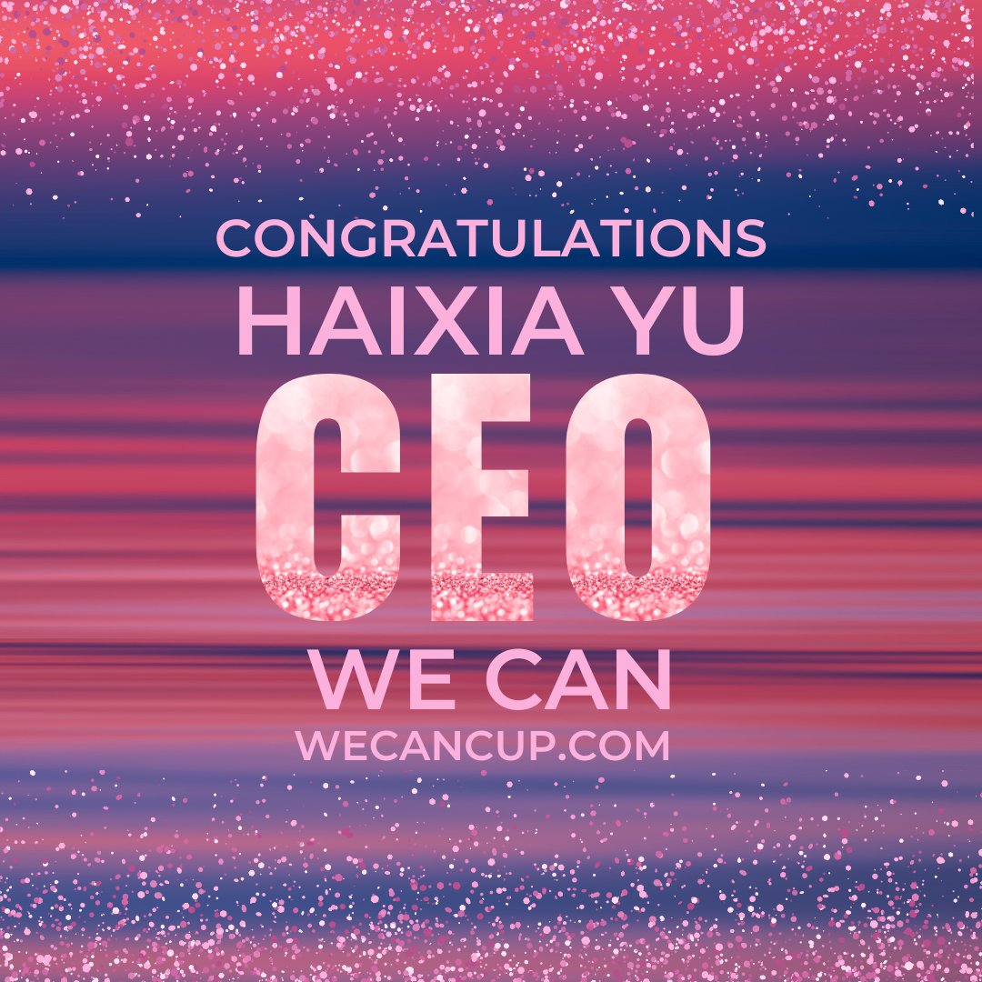 ProjectCEOX's tweet photo. Congratulations Haixia Yu, the new CEO of We Can! We Can promotes regenerative consumer products and started as a way to expand the impact of Could You?, an amazing NGO that donated over 75,000 menstrual cups to girls across Africa, and thousands of women around the world. https://t.co/HuvKu978Sh