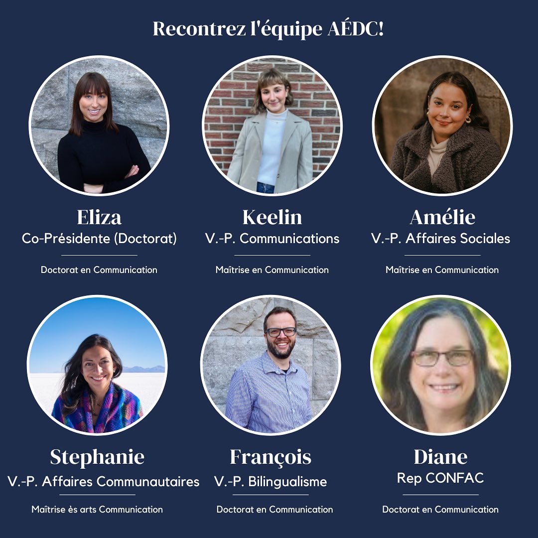 Voici l’équipe AÉDC 2022-23! ✨
Nous avons pensé qu’il serait util d’attribuer quelques visages au nom!

Nous sommes ravis de ce qui attend les étudiant(e)s diplômé(e)s en communication cette année! 🎓

#AÉDC #Team @uOCampus <a href="/uOttawa/">Université d'Ottawa | University of Ottawa</a>