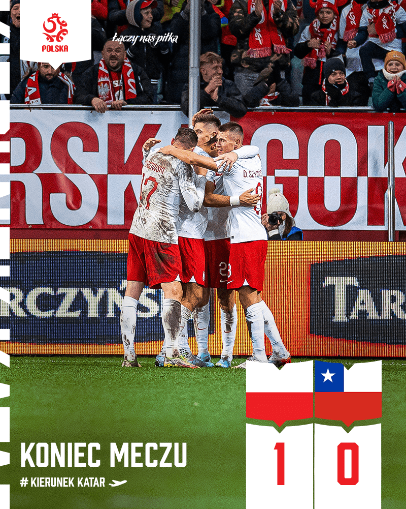 LaczyNasPilka's tweet photo. KONIEC MECZU
Wygrywamy przed wylotem do Kataru 1:0 z Chile po golu Krzysztofa Piątka! 👏
___________
#POLCHI 1:0 🇵🇱🇨🇱 #KierunekKatar https://t.co/biHtRtNoMs