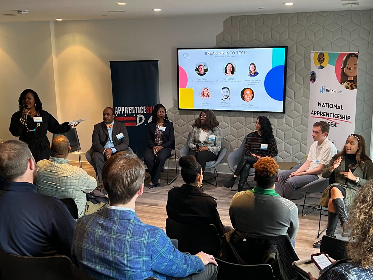 JoinBuildwithin's tweet photo. "On a quest to find an apprenticeship to get back to my artist roots. I wanted to change paces and found a tech apprenticeship. Soaking up everything tech, learning, and getting pushed." - @theckeene
#NAW2022 #WeBuild2022 #WeBuildFutureOfWorkSummit
@ApprenticesTech https://t.co/f2b7xDtFgR