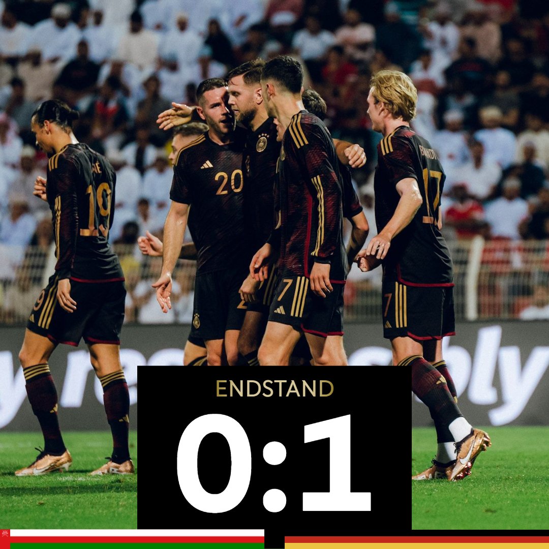 DFB_Team's tweet photo. Sieg im Oman. 🇴🇲🇩🇪
Gutes Omen für die WM. 🙌

#OMNGER #WM2022 https://t.co/IZEmyHQ8Dx
