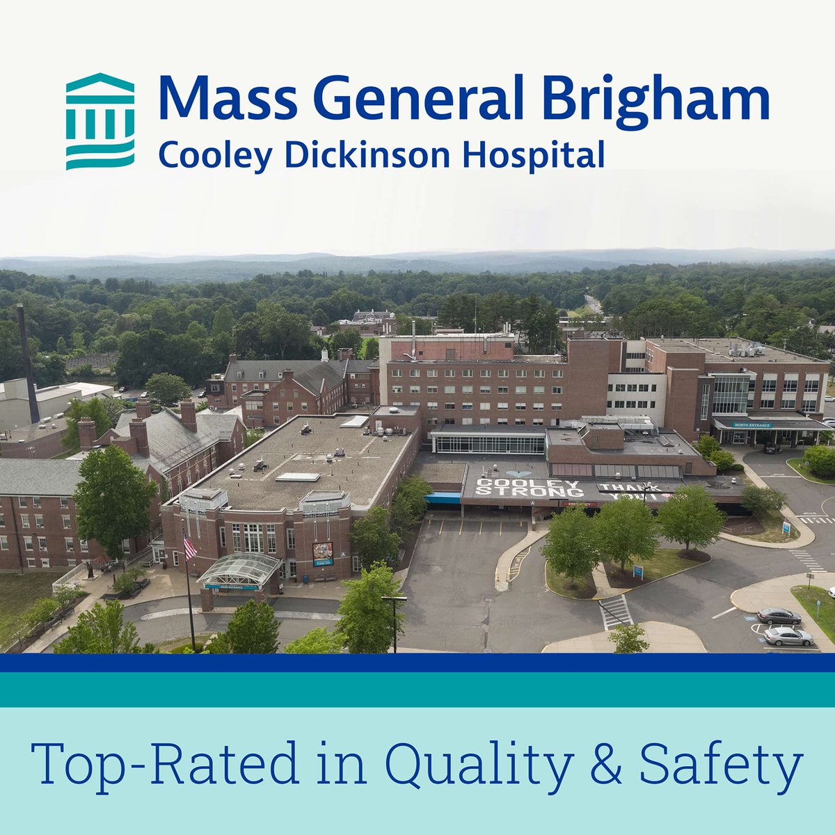 cooleydickinson's tweet photo. Among hospitals within a 50-mile radius of Northampton, Cooley Dickinson is one of only two hospitals and the only one in our primary service area to have earned an ‘A’ letter grade (our 7th consecutive!) during the fall survey period. Read More: https://t.co/PfDzaVbckP #safety https://t.co/aWX6PV1U4Q