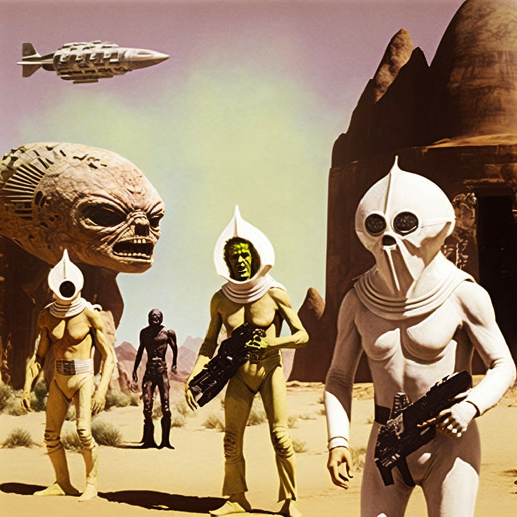 Stretchedwiener's tweet photo. Spacecraft? Check. Big stone head? Check. Ludicrous costumes? Check. Cheap desert shooting location? Check.

This is not real, but I wish it was. https://t.co/t3lAXvYEvz