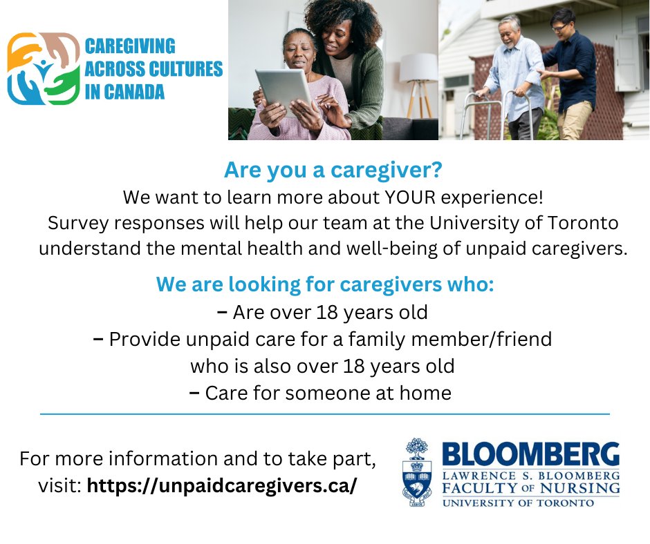 Canadian Centre for Caregiving Excellence (@cdncaregiving) on Twitter photo There are data gaps in our understanding of the experiences of unpaid caregivers in Canada. This research team <a href="/UofT/">University of Toronto</a> is looking for survey responses to better understand how race, ethnicity, sex, and gender shape caregivers’ well-being. To take part, visit unpaidcaregivers.ca There are data gaps in our understanding of the experiences of unpaid caregivers in Canada. This research team <a href="/UofT/">University of Toronto</a> is looking for survey responses to better understand how race, ethnicity, sex, and gender shape caregivers’ well-being. To take part, visit unpaidcaregivers.ca