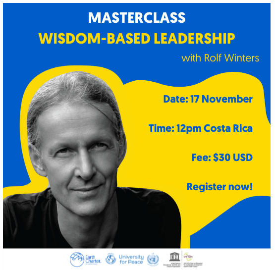 ECILocal's tweet image. Last call to join @earthcharter for a #masterclass on Wisdom-Based Leadership with speaker and filmmaker Rolf Winters tomorrow at 1 pm EST. Register here: tinyurl.com/Nov17Mastercla….

#EarthCharterLocal #EarthCharter #sustainability #sustainableleadership