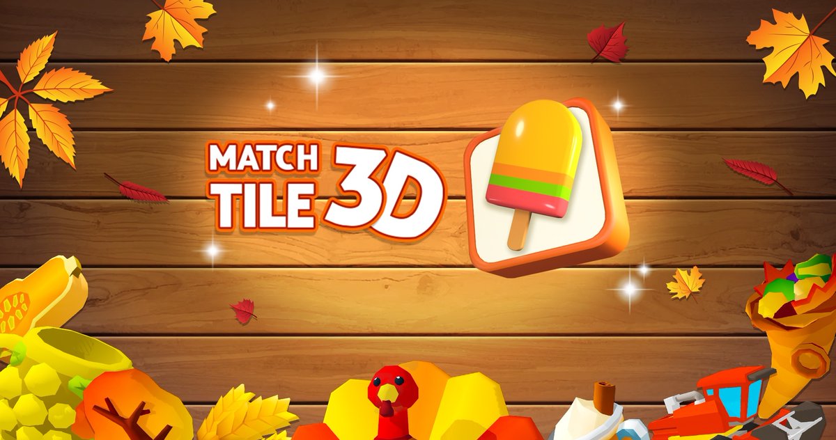 🙏 Thankful for all the fun we've had playing Match Tile 3D 🙌

Don't miss out on the Thanksgiving event — from NOW until November 30th! There's a ton of fun, new items to match, and cute stickers to collect 🦃 Download and play Match Tile 3D today  — app.adjust.com/j8i3nvz_j3kz9ti