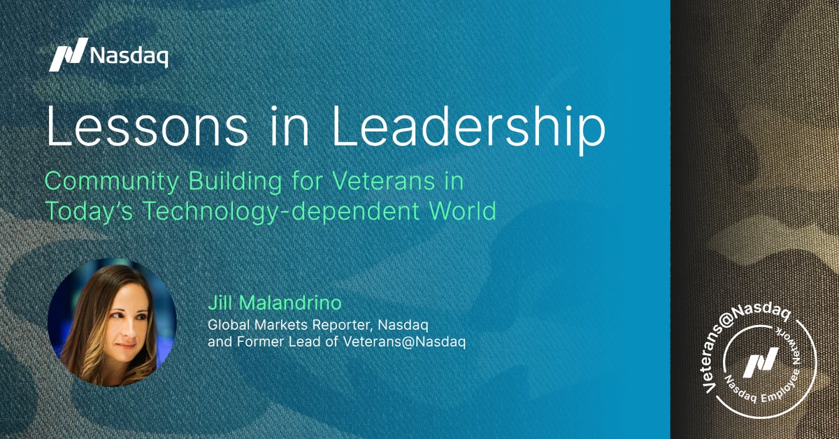 Nasdaq's tweet photo. #LessonInLeadership: "The ability to anticipate, adapt and execute in today’s fast-paced, technology-dependent climate, is paramount for effective leadership.”
Read more from former Lead of Veterans@Nasdaq and Military Family Member @JillMalandrino: https://t.co/mNZ9WfpPHg https://t.co/WmLum12mvu
