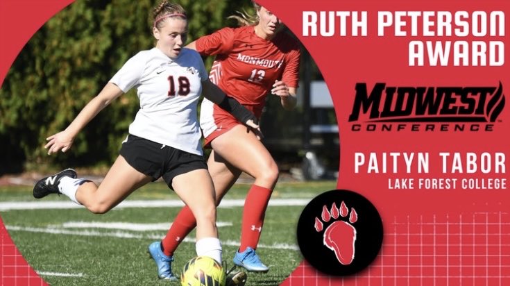 Congratulations to Paityn Tabor on receiving the prestigious Ruth Peterson Award from the Midwest Conference! #ForesterForward