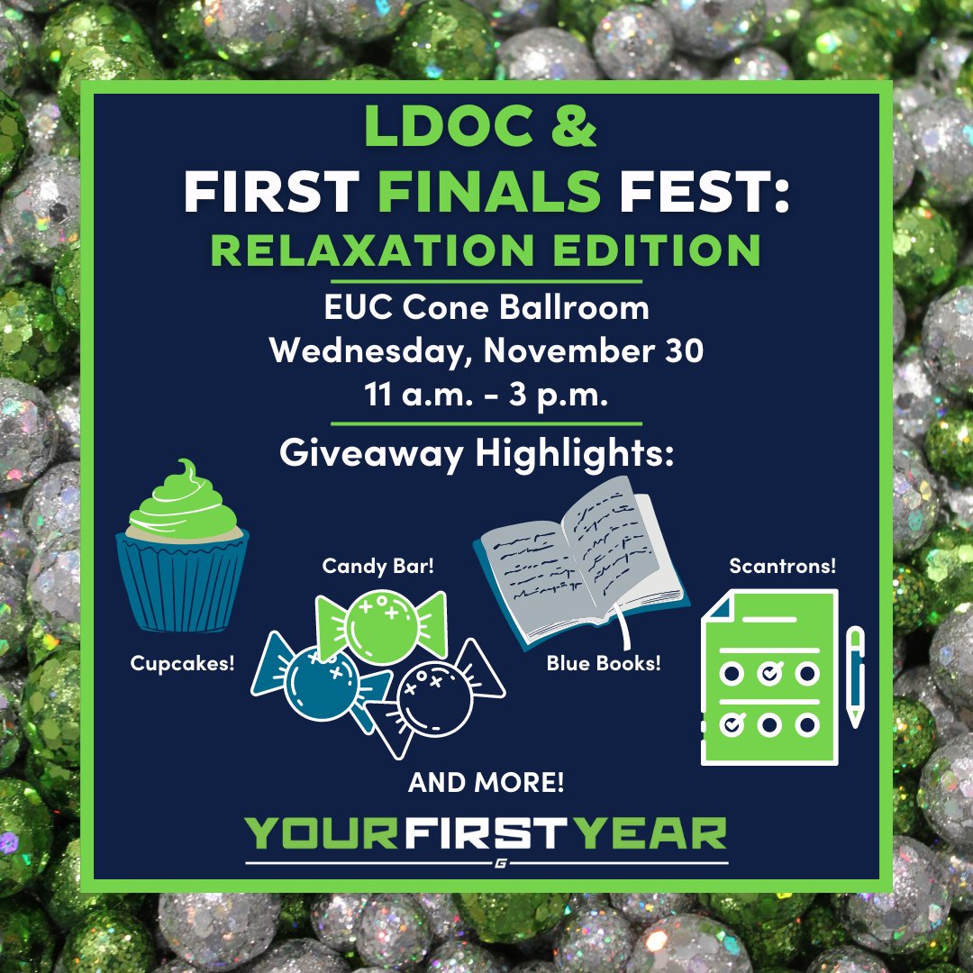 The moment you have all been waiting for... LDOC &amp; First Finals Fest: Relaxation Edition is right around the corner. The first 250 students will get FREE cupcakes! The YFY team will also have a candy bar, giveaways, and toolkits while supplies last! <a href="/UNCGACE/">UNCG ACE</a> <a href="/UNCGCAP/">UNCGCAP</a>