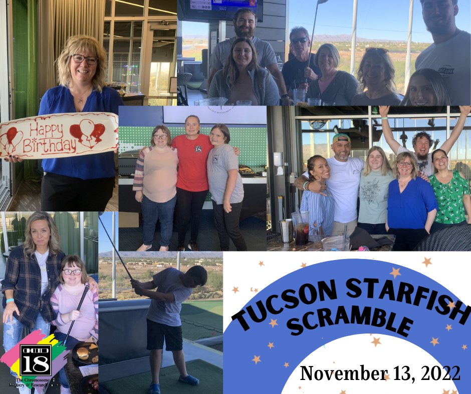 Ch18Registry (@chromosome18reg) on Twitter photo Thank you to everyone that came out for the Starfish Scramble in Tucson this past Sunday. We had over 60 participants come out to support chromosome 18 research! Thank you to the Robold Family for hosting the event. Interested in hosting? Email office@chromosome18.org! Thank you to everyone that came out for the Starfish Scramble in Tucson this past Sunday. We had over 60 participants come out to support chromosome 18 research! Thank you to the Robold Family for hosting the event. Interested in hosting? Email office@chromosome18.org!