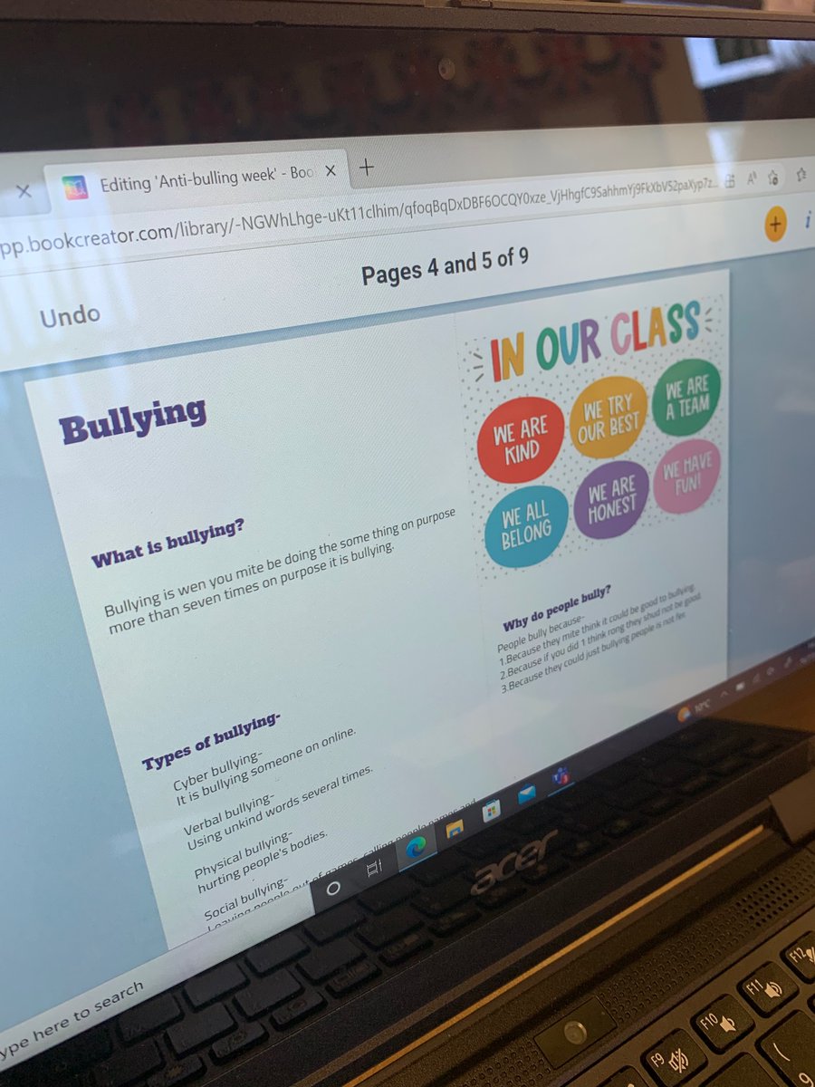 Jenny05199232's tweet photo. I was very excited to hear that Year 2 were now using BookCreator. I observed the class today and they were very eager to show me what they had been doing. They had designed an Anti-bullying book; they shown me how to add text. #pdy1076 #bookcreatorteam #primayed https://t.co/fgEOZOVFrd