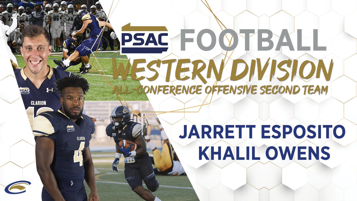 The results are in! Congratulations to Jarrett Esposito and Khalil Owens of <a href="/ClarionFootball/">Clarion Football</a> for earning Second Team All-PSAC West honors in 2022!

📝 bit.ly/3UFXwqE