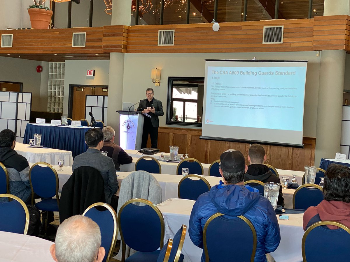 Robert Jutras (UL Canada) adeptly walked FENBC Region Technical Summit participants through the CSA A500 building guards standard.