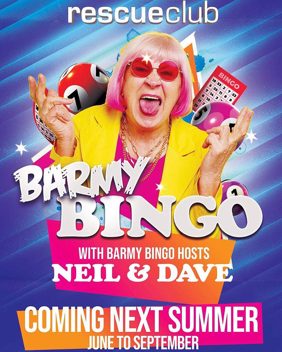 🚨 𝐁𝐀𝐑𝐌𝐘 𝐁𝐈𝐍𝐆𝐎 🚨
@ Rescue next summer every week between June - September❗️

The first ever Zante night club 𝐁𝐈𝐍𝐆𝐎 with 𝐏𝐑𝐈𝐙𝐄𝐒 to be 𝐖𝐎𝐍 surrounded with crazy decor, confetti and some of the best 𝐒𝐈𝐍𝐆 𝐀𝐋𝐎𝐍𝐆𝐒 🎶 🍾

#zante #zante2023 #laganas