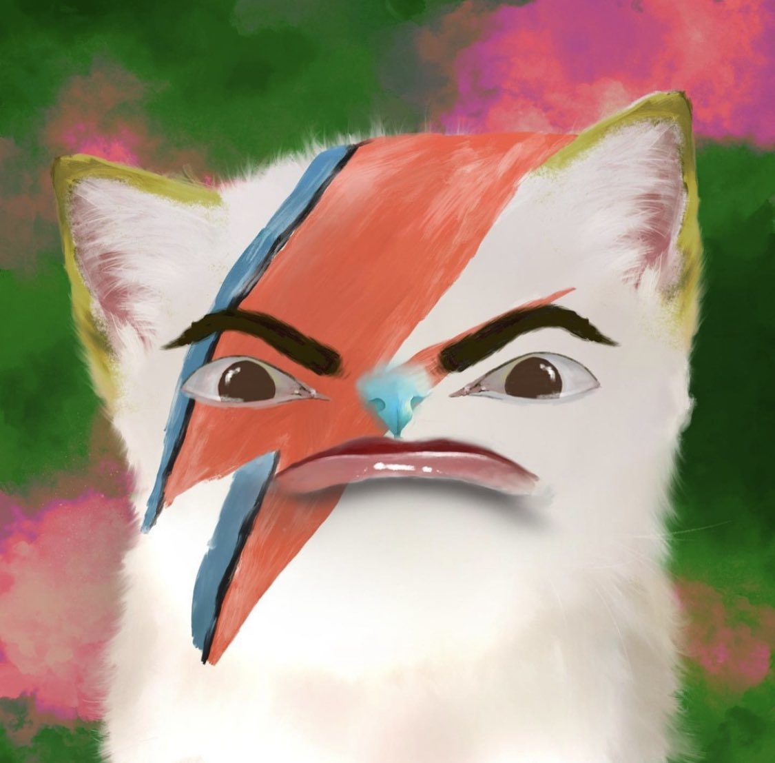 Another crazy collection by <a href="/cursedcats/">Cursed Child As Cats</a> on <a href="/withopen3/">open3</a> 😻 my favourite one out of 5 pieces I minted: David Meowie 😌❤️