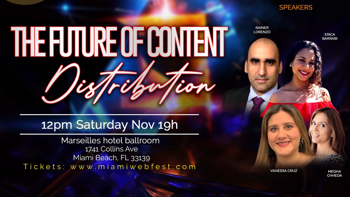 What does the future of content distribution look like? Find out more about this on this panel discussion with our distinguished speakers. Register now for the fun and exciting for #MWF2022 events.humanitix.com/miami-web-fest