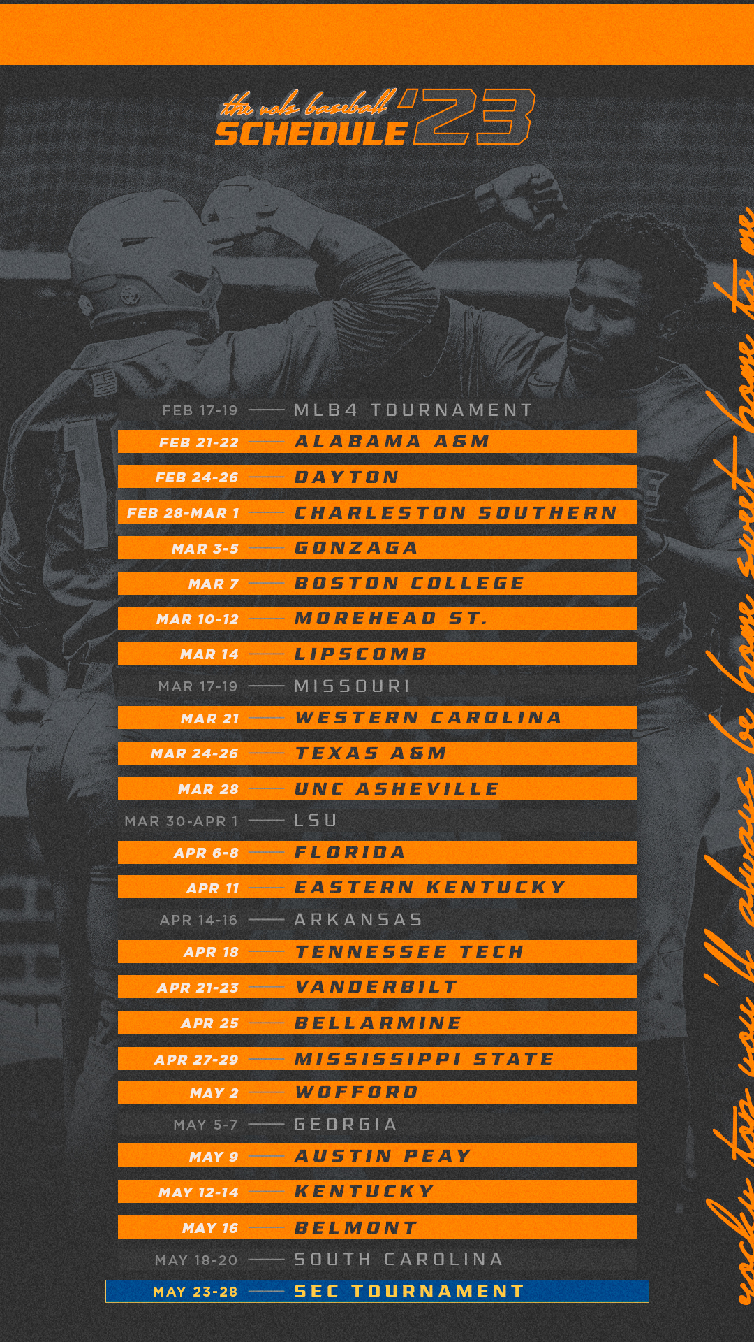 Tennessee Baseball on Twitter "WallpaperWednesday schedule, in case